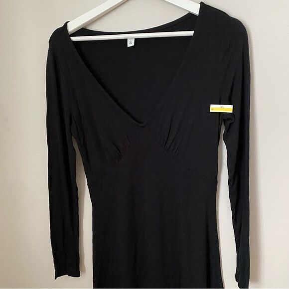BP Dress Long Sleeve V-Neck Mini Black Solid Casual Neutral - Picture 3 of 10